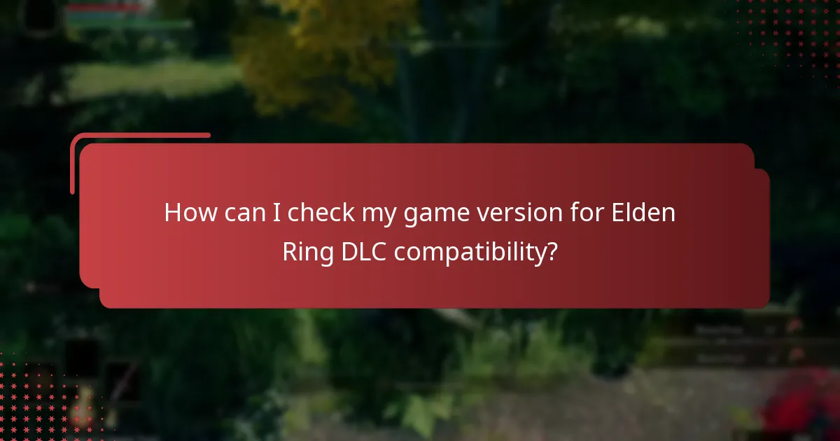 How can I check my game version for Elden Ring DLC compatibility?