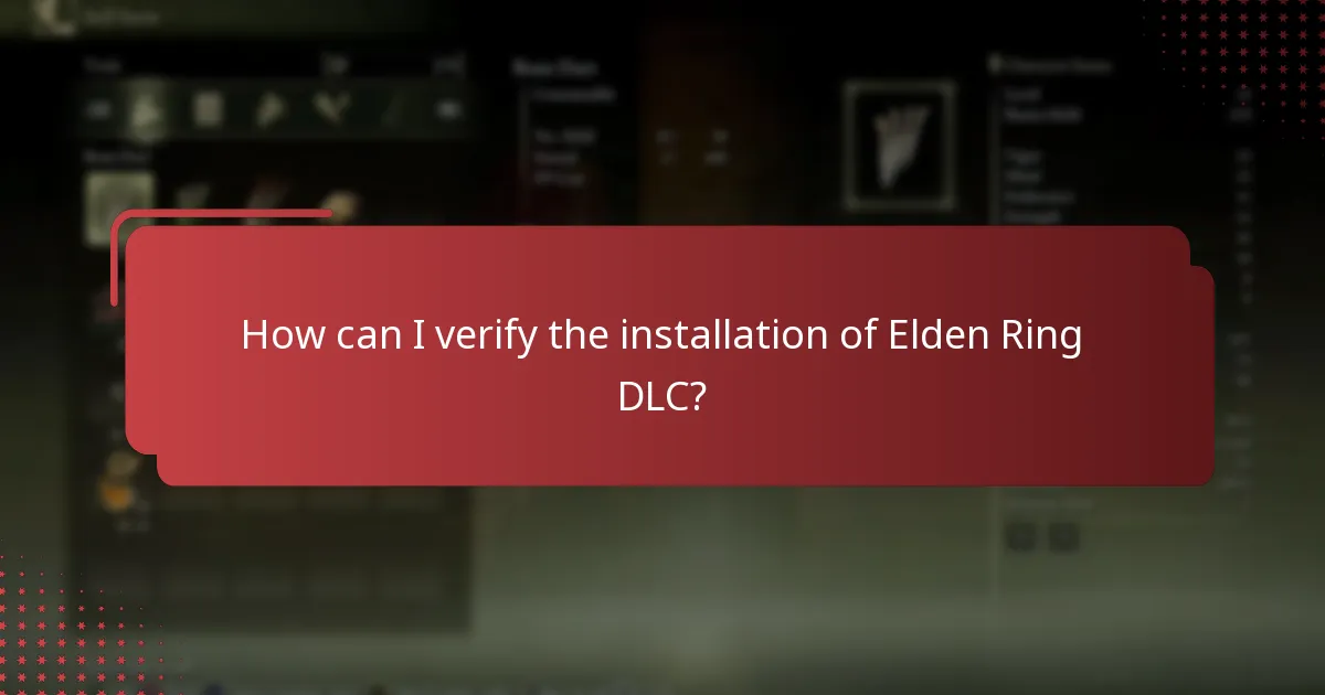 How can I verify the installation of Elden Ring DLC?