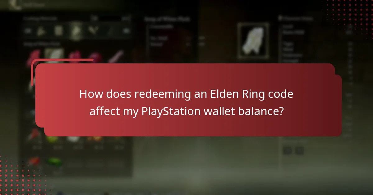 How does redeeming an Elden Ring code affect my PlayStation wallet balance?